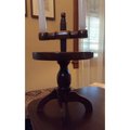 vintage craftsman style wooden candle holder with two arms