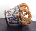 Vintage Majolica Italian Pottery Ceramic Hand Painted Basket Planter Mid Century Art Pottery Italian Art
