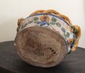 Vintage Majolica Italian Pottery Ceramic Hand Painted Basket Planter Mid Century Art Pottery Italian Art
