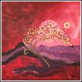 WINDBLOWN TREE -- original fine art, vibrantly alive acrylic on canvas