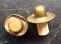 Vintage brass bottle toppers shaped as hats