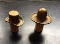 Vintage brass bottle toppers shaped as hats