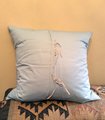 Two cool large decorative pillows in linen and blue with 2 ties closure