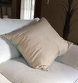 Two cool large decorative pillows in linen and blue with 2 ties closure