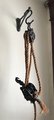 Well barn pulley wheel hooks crane industrial farm loft decor circa 1945s