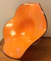 Fabulous Mid Century Glass Pedestal Bowl Murano Style with Halloween Colors