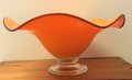 Fabulous Mid Century Glass Pedestal Bowl Murano Style with Halloween Colors