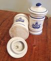 White and Blue Ceramic Apothecary Jars with Lid