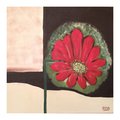 Lonely red flower, original acrylic painting on canvas