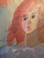 Woman with a gym ball, original acrylic painting on canvas