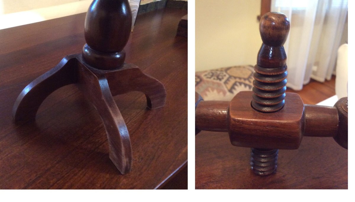 vintage craftsman style wooden candle holder with two arms