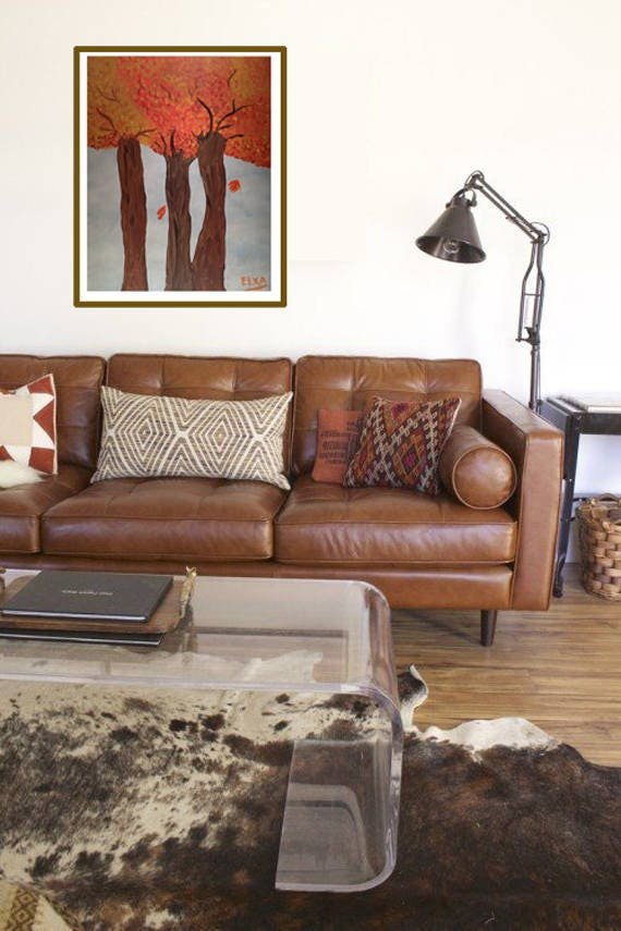 Three Oak Trees, Original fine art, Acrylic Painting on Canvas