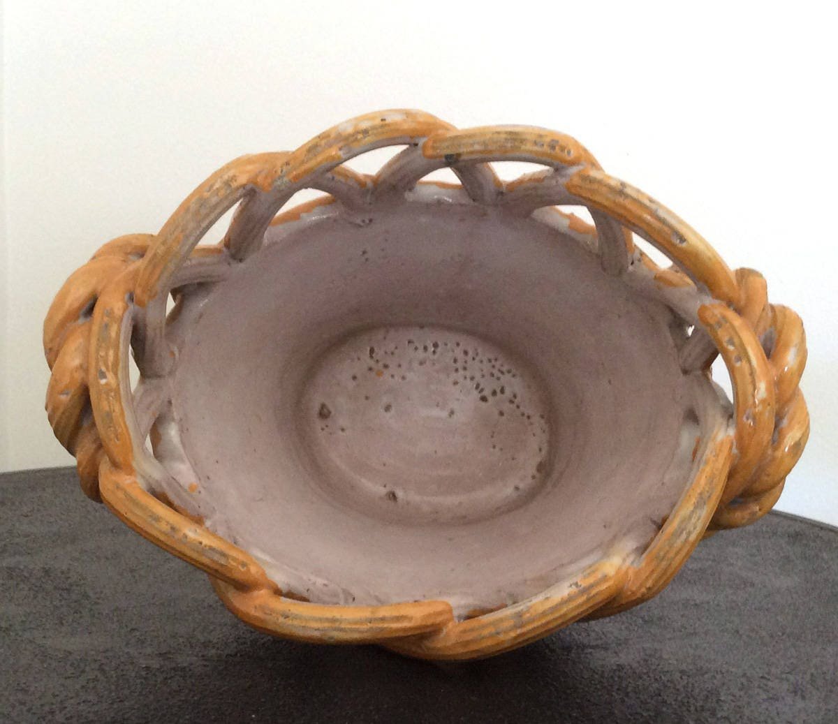 Vintage Majolica Italian Pottery Ceramic Hand Painted Basket Planter Mid Century Art Pottery Italian Art