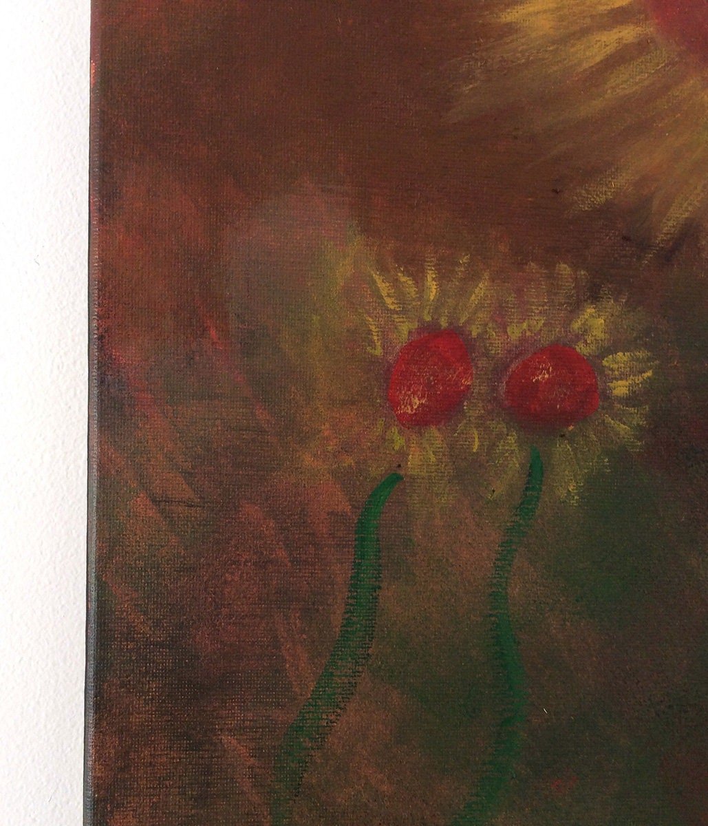 SUNFLOWERS at SUNSET: Original artwork, acrylic on canvas