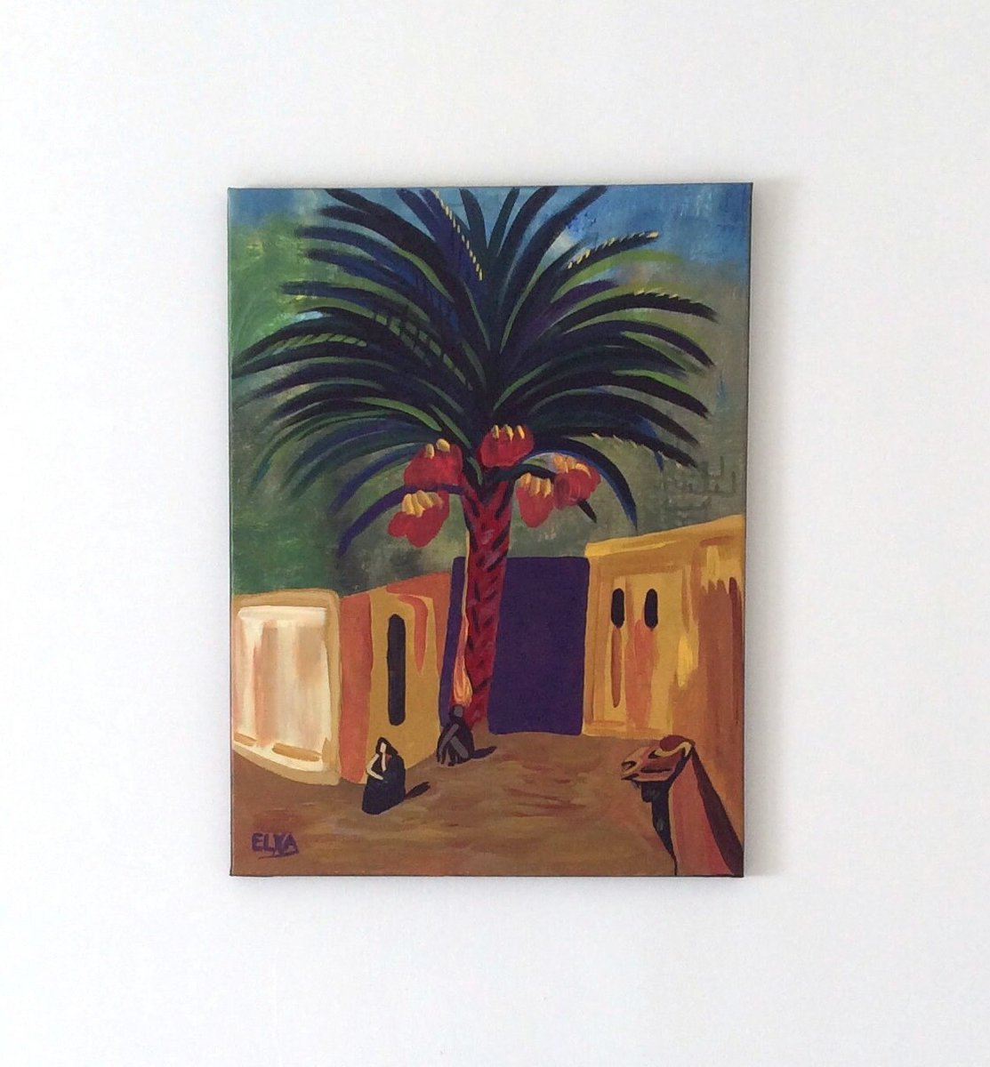 Rural Spaces: a Mediterranean Village, original acrylic painting on canvas
