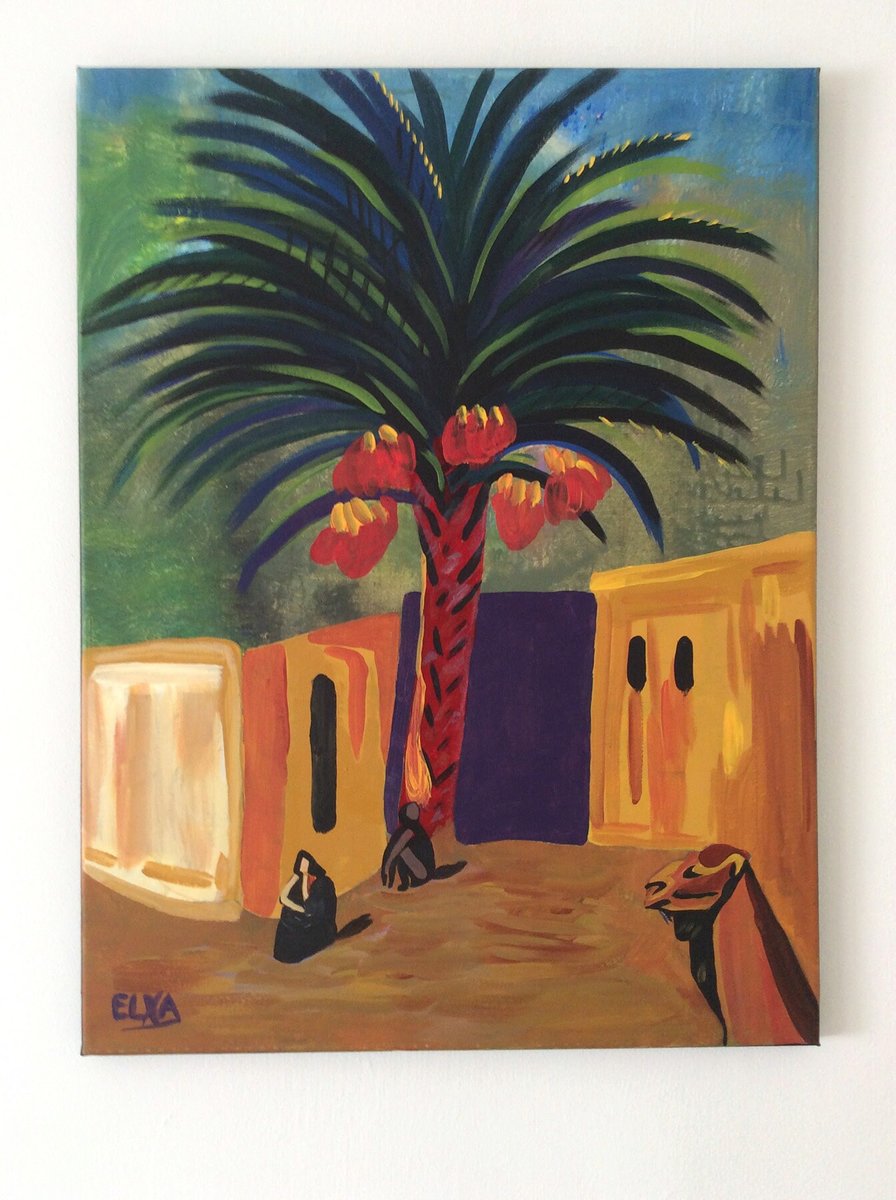 Rural Spaces: a Mediterranean Village, original acrylic painting on canvas
