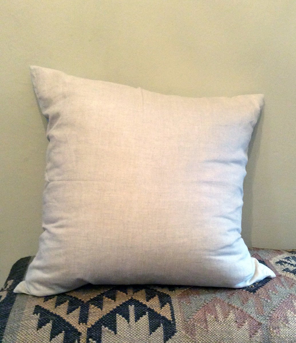 Two cool large decorative pillows in linen and blue with 2 ties closure