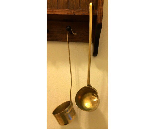 Vintage Solid Brass 2.5 Cup Ladle With Brass Handle Curved Bottom