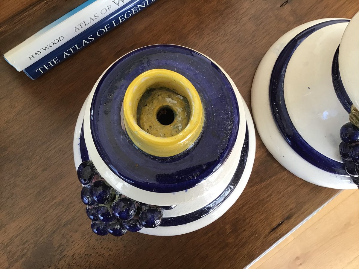 Vintage Very Beautiful Pottery Lot Of 2 Candle Holders