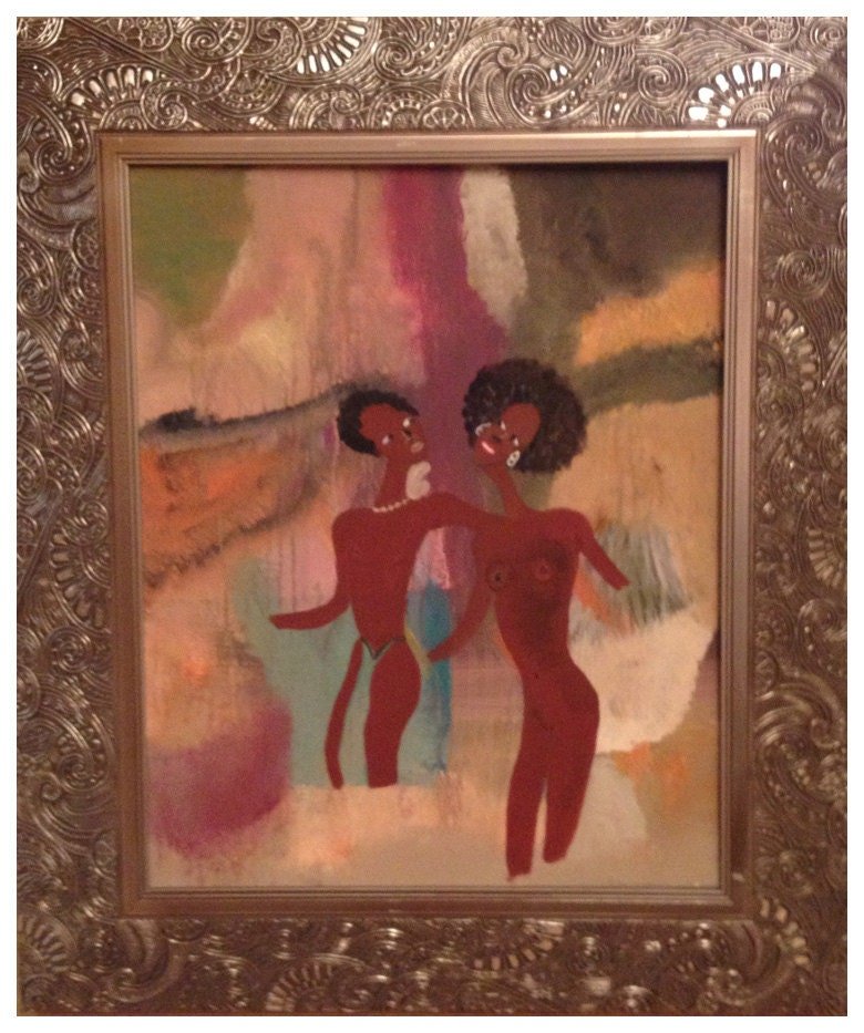 AFRICAN COUPLE -- Original fine art, acrylic on canvas