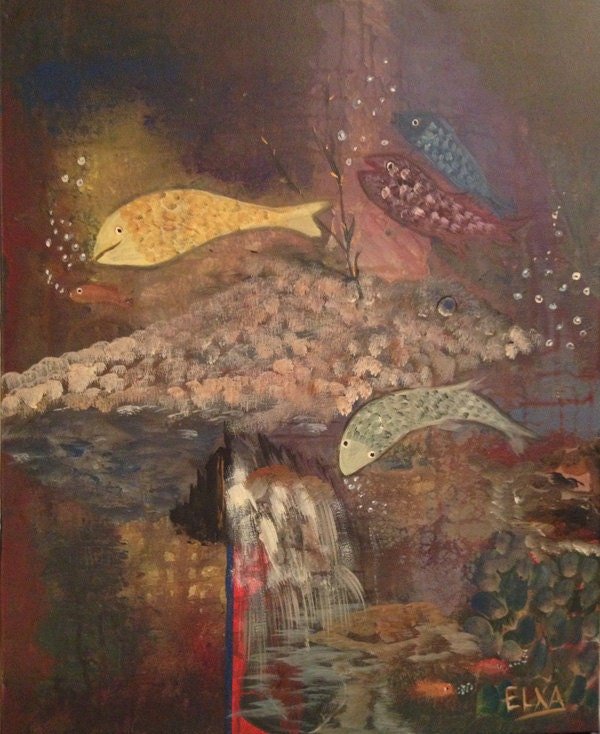 PECES (fish) no. 3 -- Original fine art, acrylic on canvas