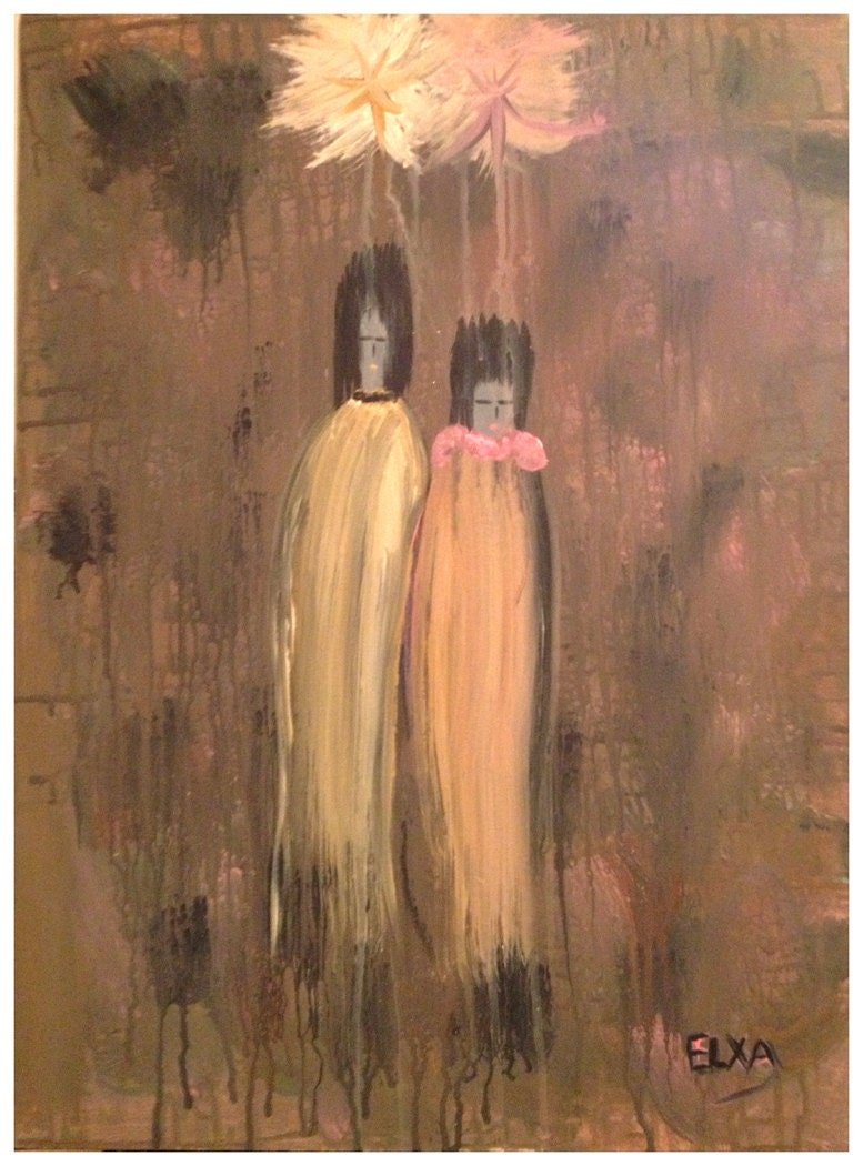 INDONESIAN COUPLE - Original fine art, acrylic on canvas