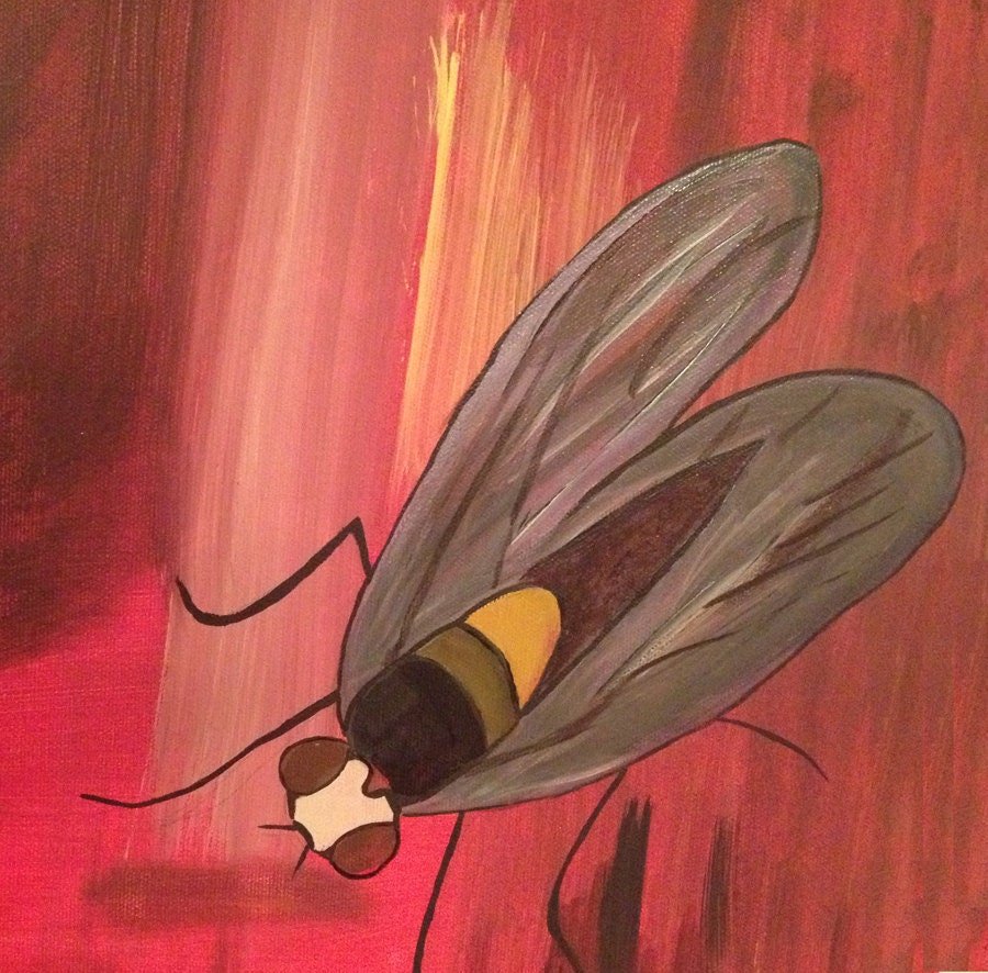 NATURE: the sun and the FLY. Original fine art - Acrylic Painting on Canvas