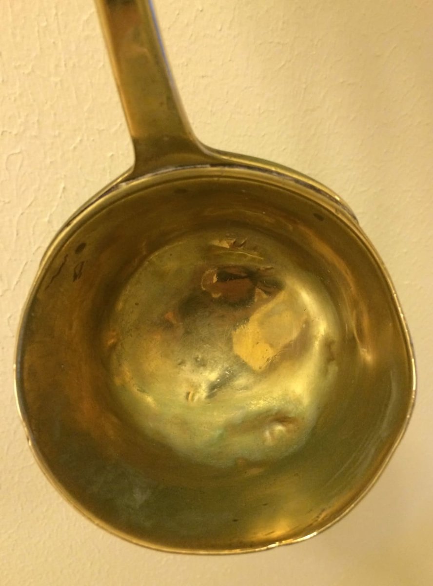 Vintage Solid Brass 2.5 Cup Ladle With Brass Handle Curved Bottom