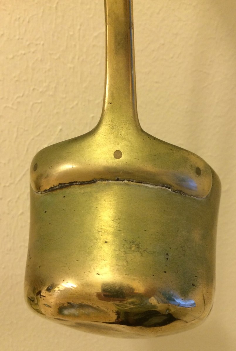 Vintage Solid Brass 2.5 Cup Ladle With Brass Handle Curved Bottom