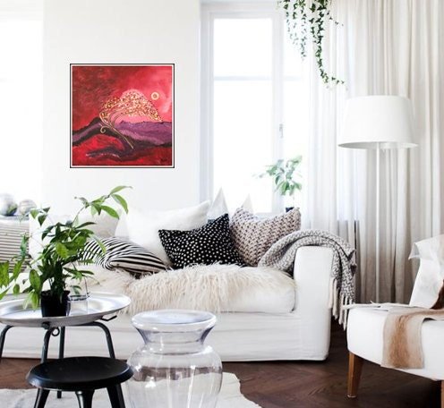 WINDBLOWN TREE -- original fine art, vibrantly alive acrylic on canvas