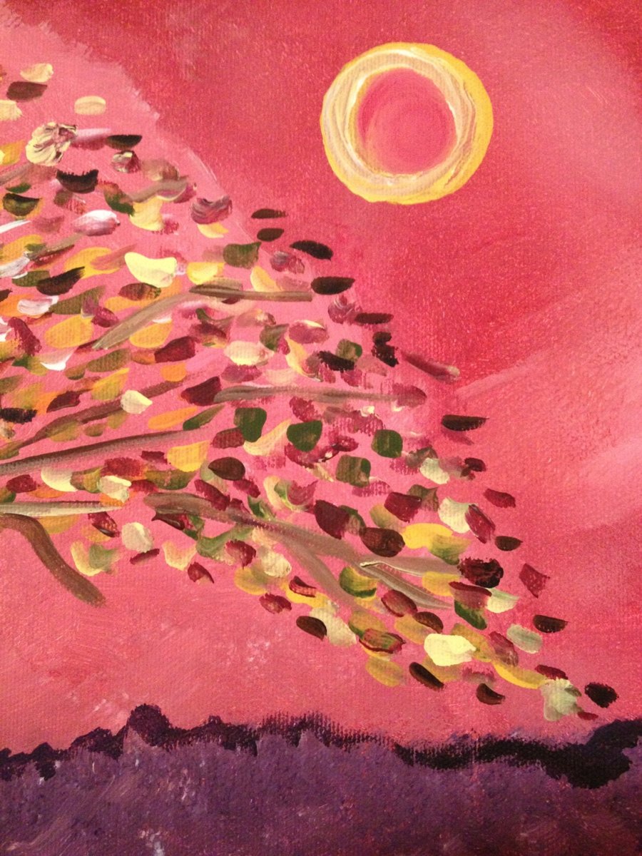 WINDBLOWN TREE -- original fine art, vibrantly alive acrylic on canvas
