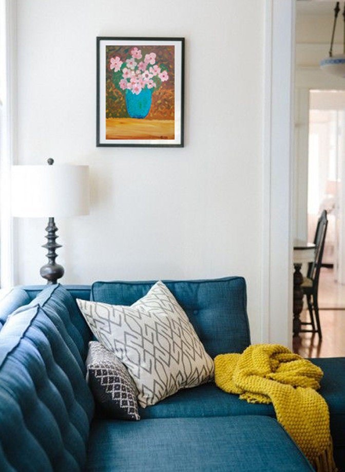 Original art: blue vase, acrylic on canvas