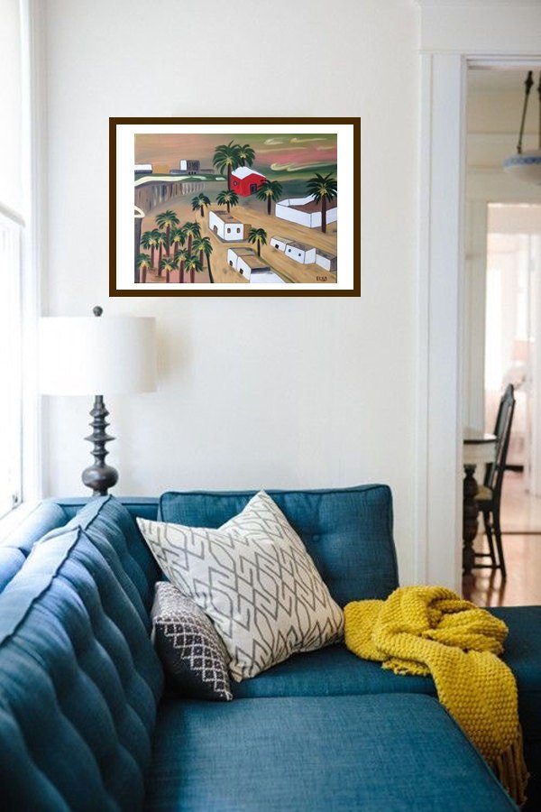 PALMS VILLAGE - Original fine art, Acrylic Painting on Canvas