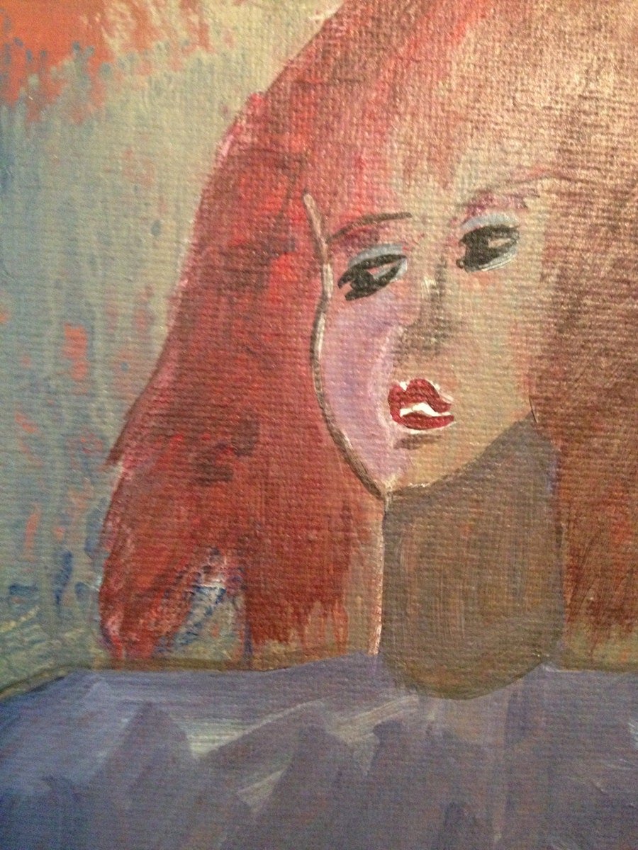 Woman with a gym ball, original acrylic painting on canvas