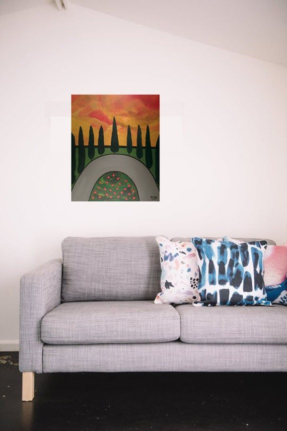 Sunset in Tuscany - Original fine art, Acrylic Painting on Canvas