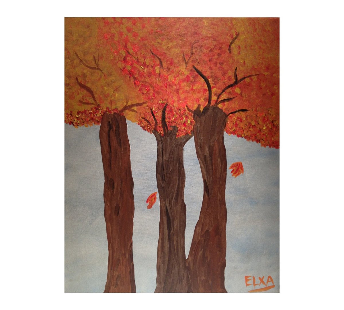 Three Oak Trees, Original fine art, Acrylic Painting on Canvas