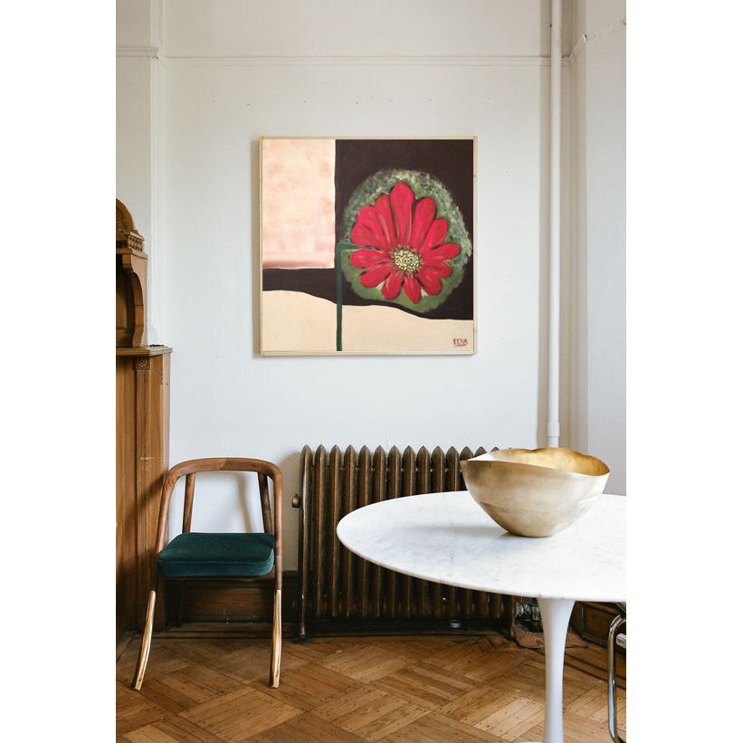 Lonely red flower, original acrylic painting on canvas