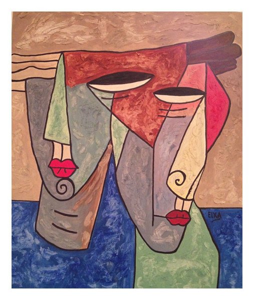 COUPLE -- Original fine art, abstract acrylic on canvas