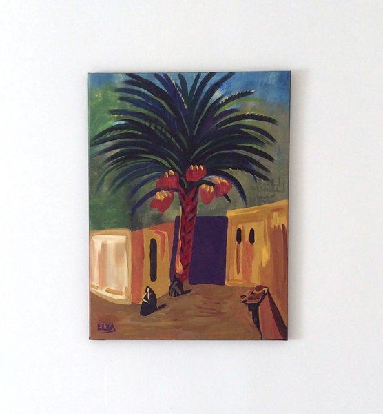 Rural Spaces: a Mediterranean Village, original acrylic painting on canvas