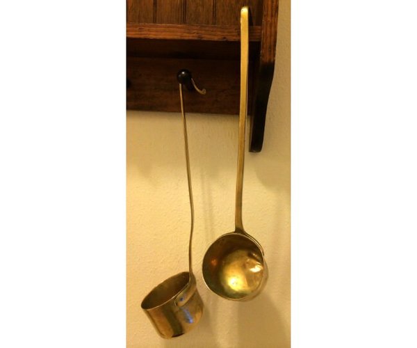 Vintage Solid Brass 2.5 Cup Ladle With Brass Handle Curved Bottom