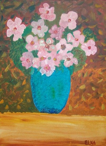 Original art: blue vase, acrylic on canvas