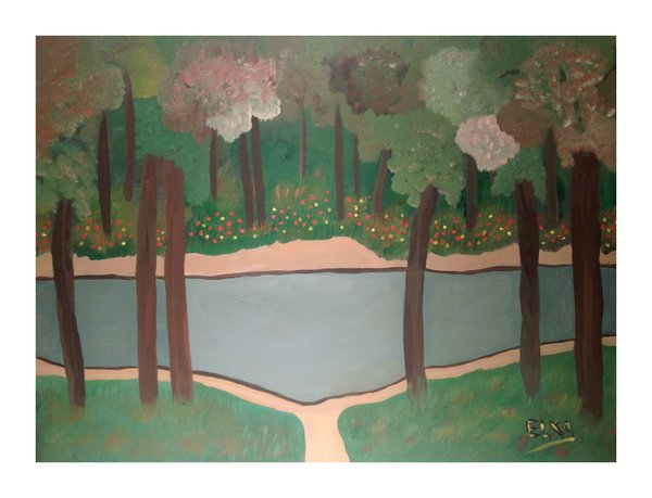 Path to the orchard - Original fine art, Acrylic Painting on Canvas